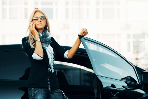 woman with corporate car rental